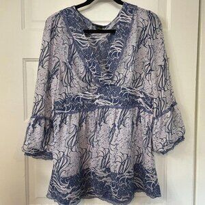 Madison Studio Blouse Blue and White Blouse sz 14
